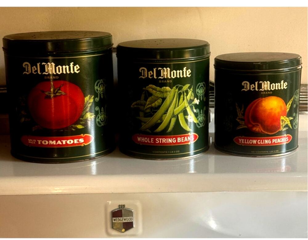 Vintage Del Monte Tin Canister Set (3) - 1980s Farmhouse Kitchen Decor
